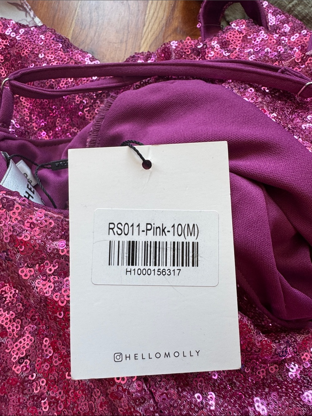 Hello Molly Fuchsia Sequin Cowl Neck Mini Dress - Picture 3 of 3